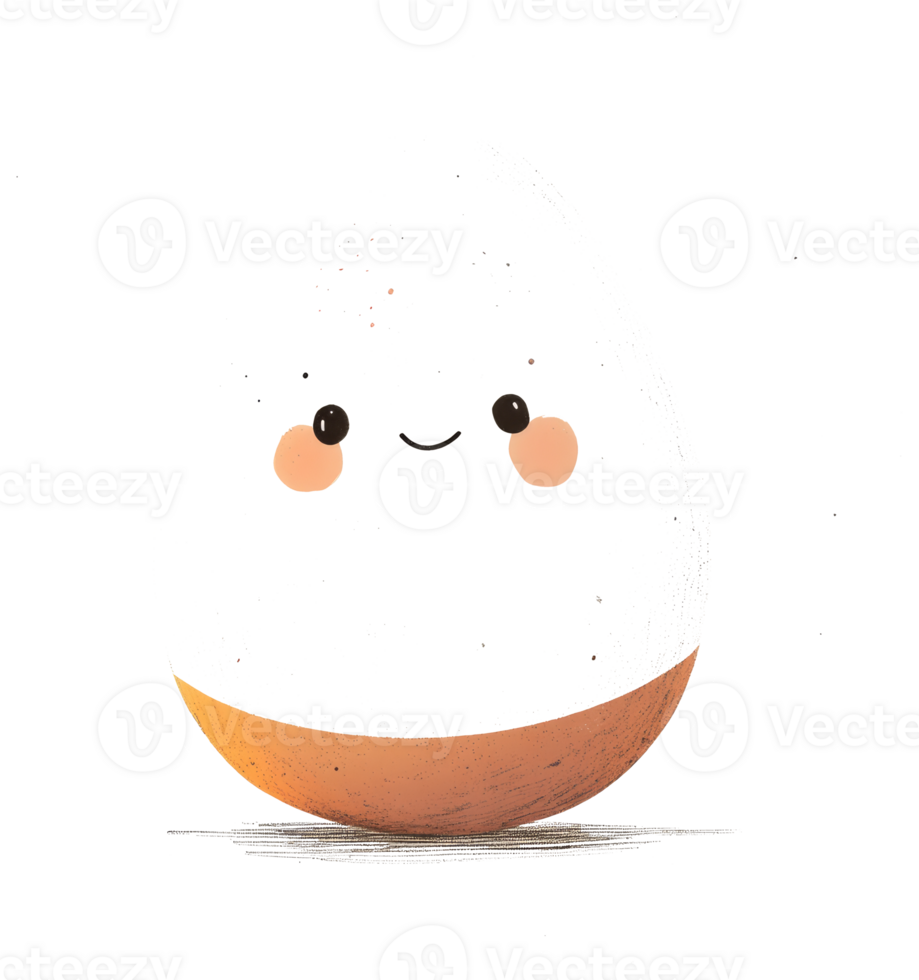 A friendly cartoon egg with a happy smiling expression painted png