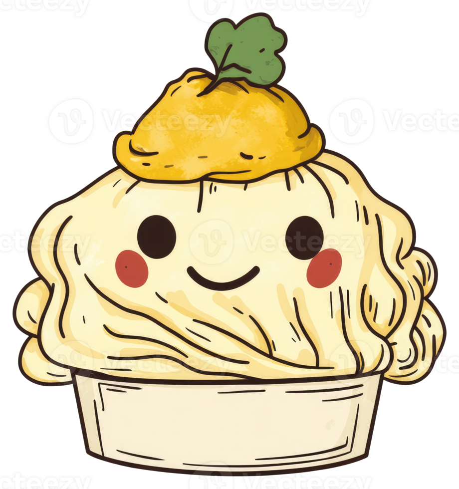 A cartoon depiction of a smiling dessert food item png