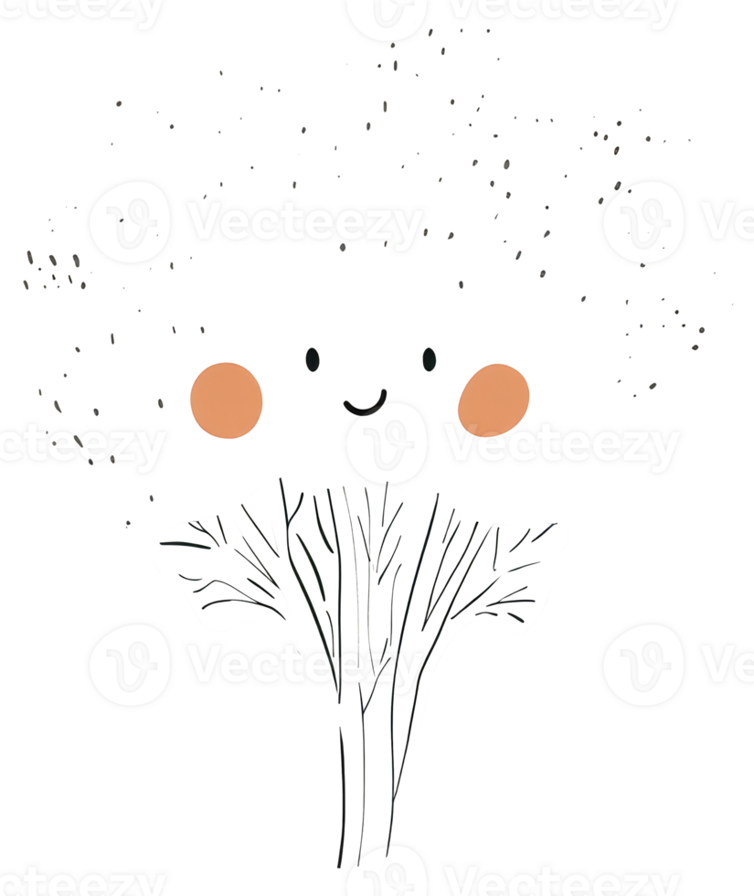 A cheerful cartoon tree with smiling face and simple design png