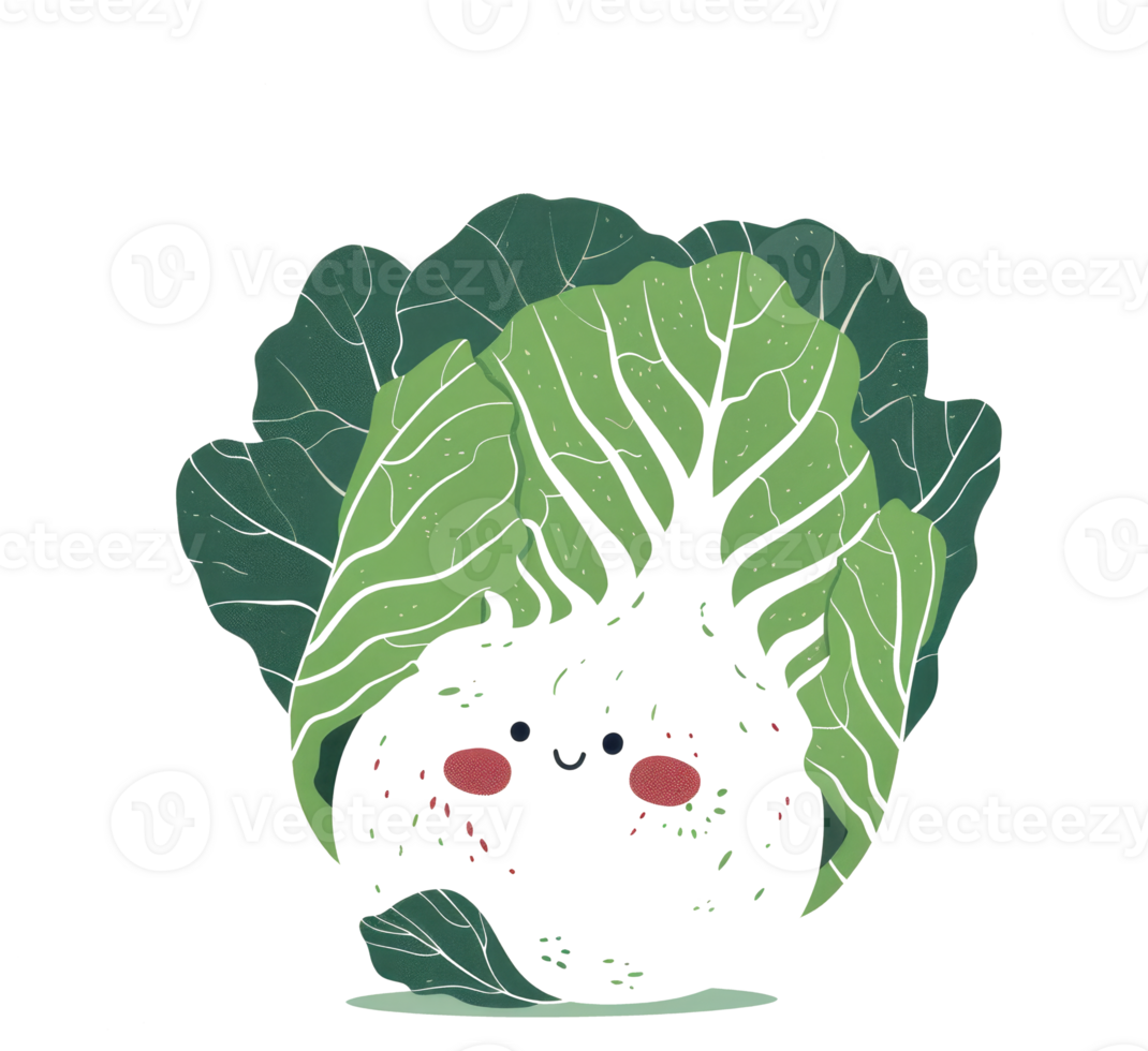 A friendly and happy smiling cartoon cabbage vegetable illustration png
