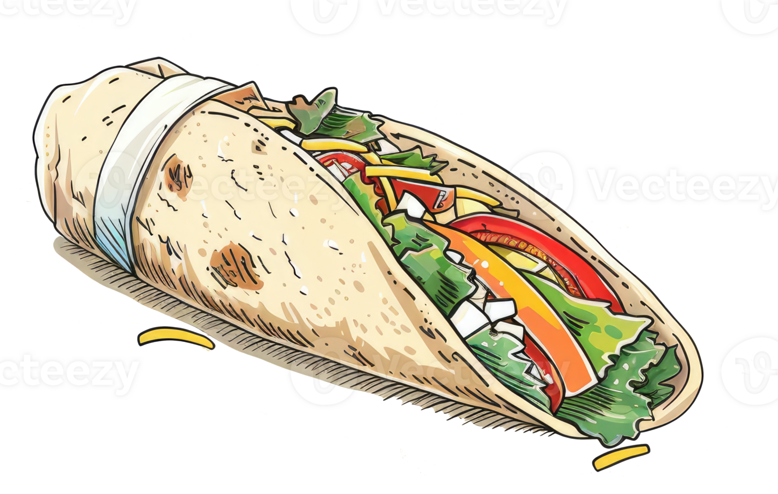 An illustrated drawing of a delicious looking filled wrap png