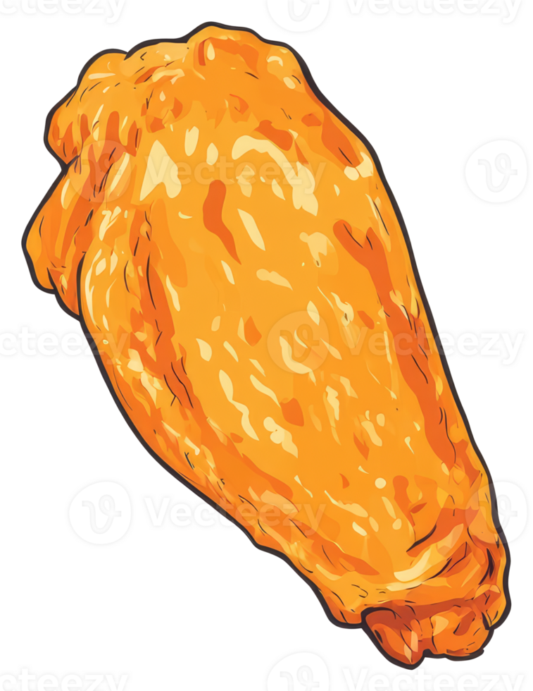 A close up image of a fried chicken wing png