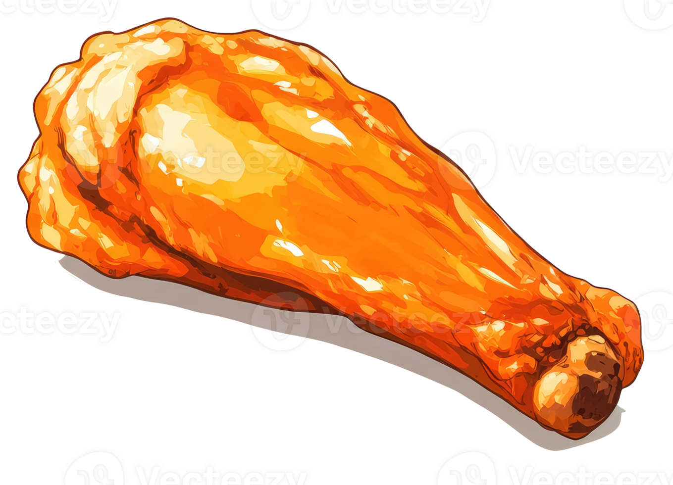 A single crispy cooked chicken wing with savory glazing png