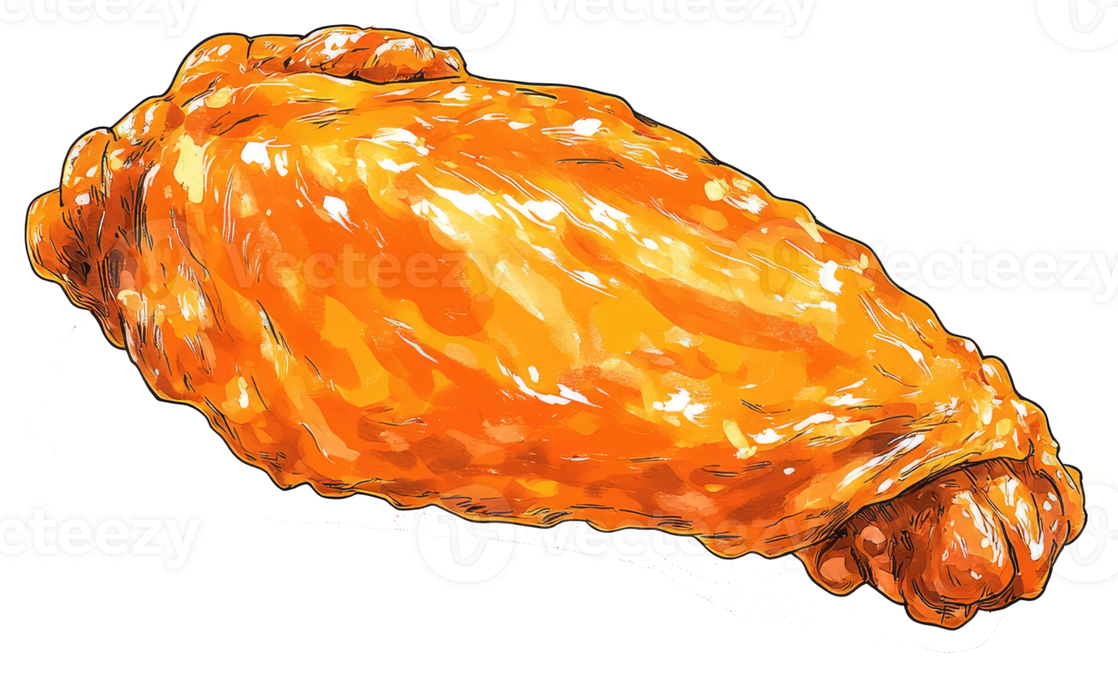 A single cooked chicken wing with delicious orange glaze png