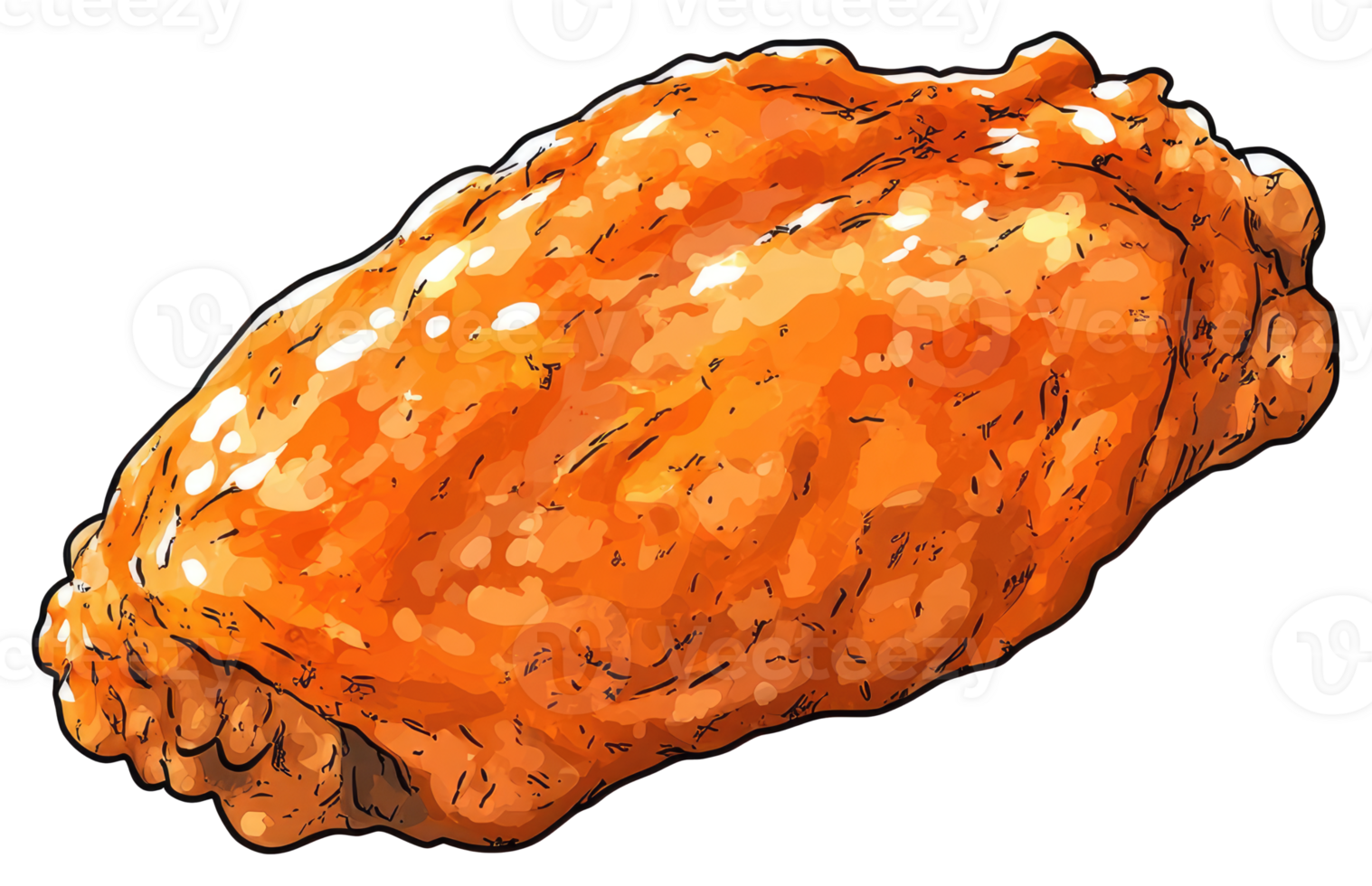 A single delicious fried chicken wing isolated on white background png