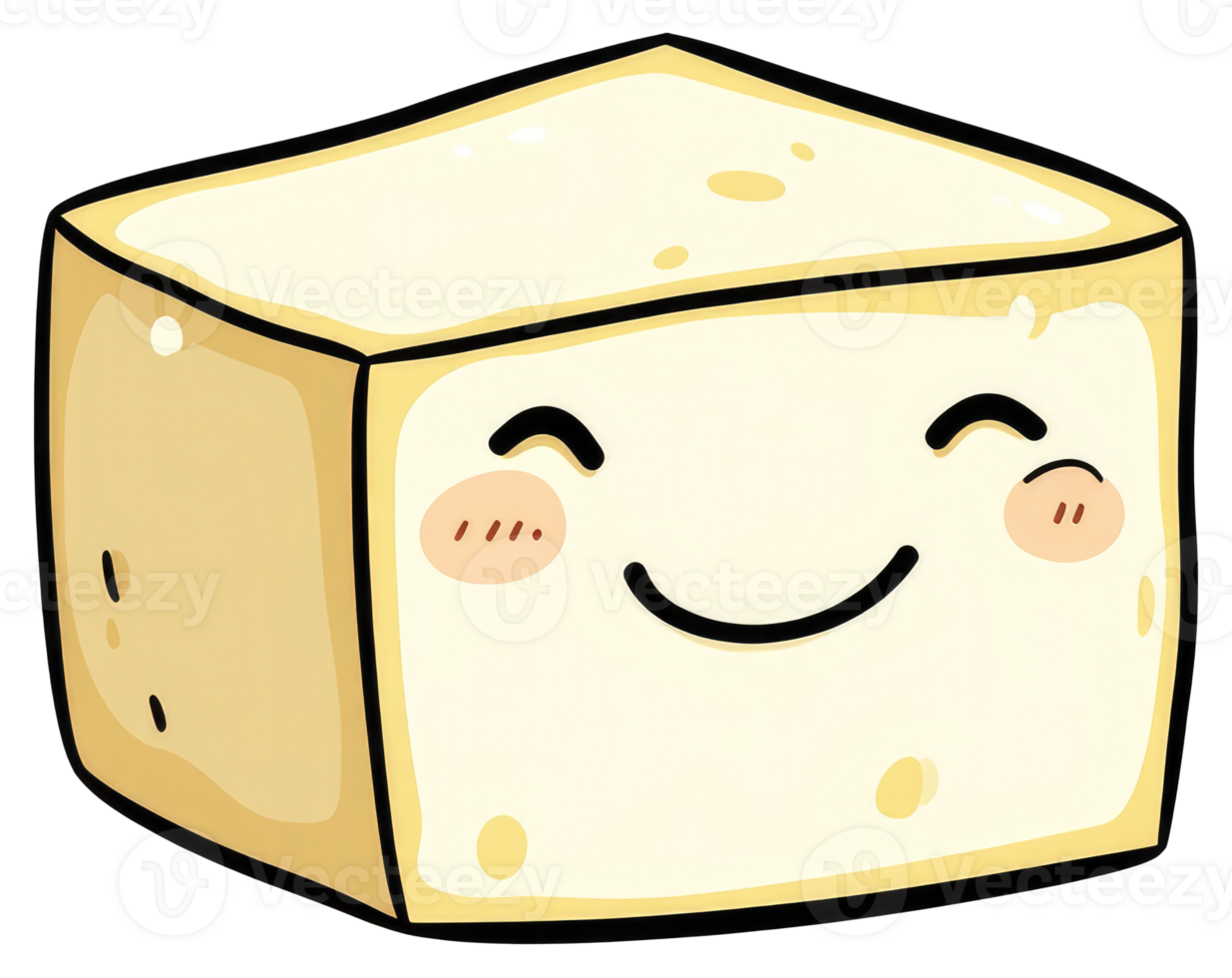 A Friendly Animated Block Of Delicious Looking Tofu Smiling png