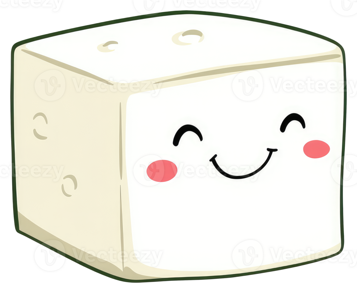 A cute and smiling cartoon image of a tofu cube png