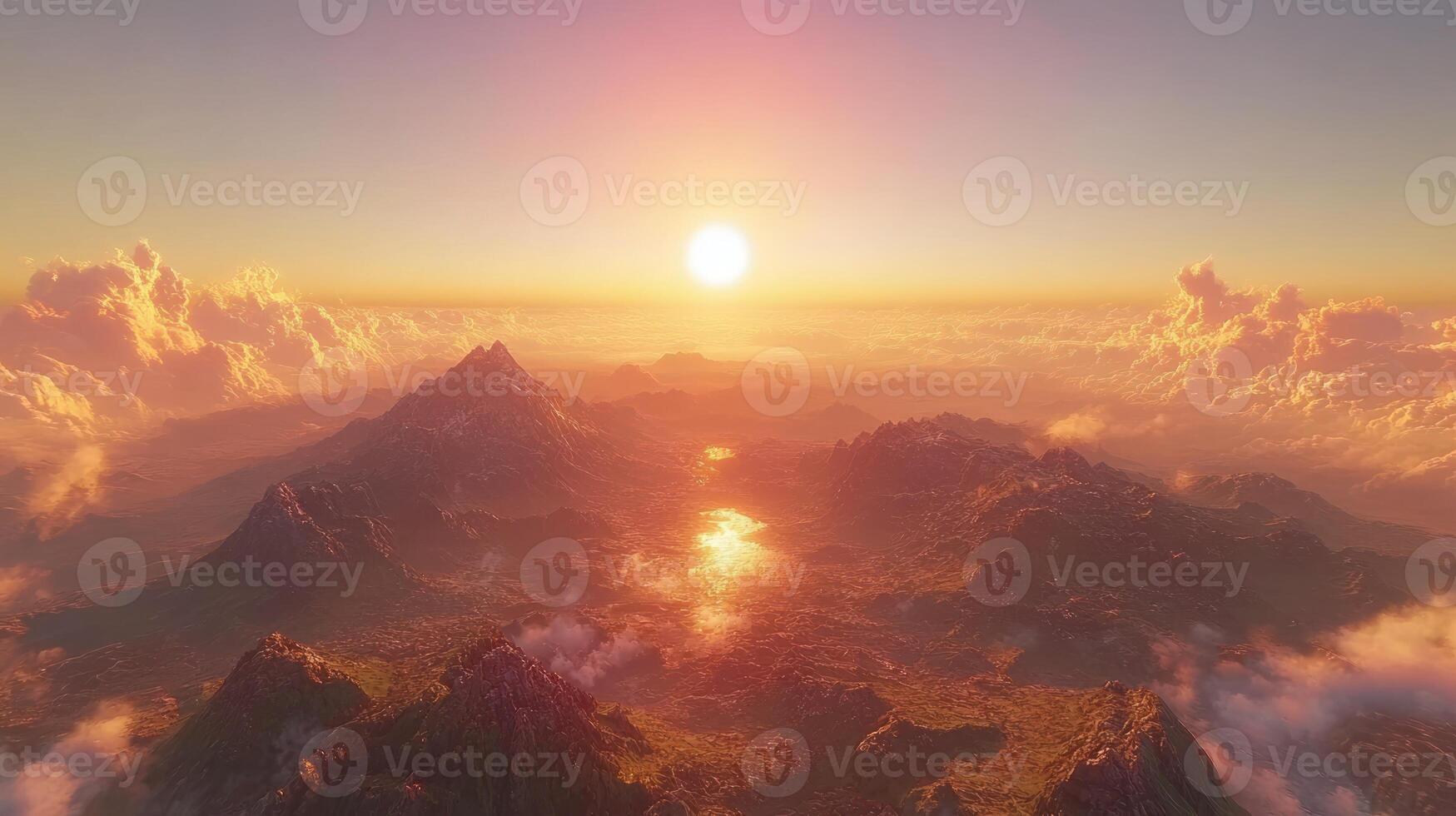 A beautiful sunset over a mountain range photo