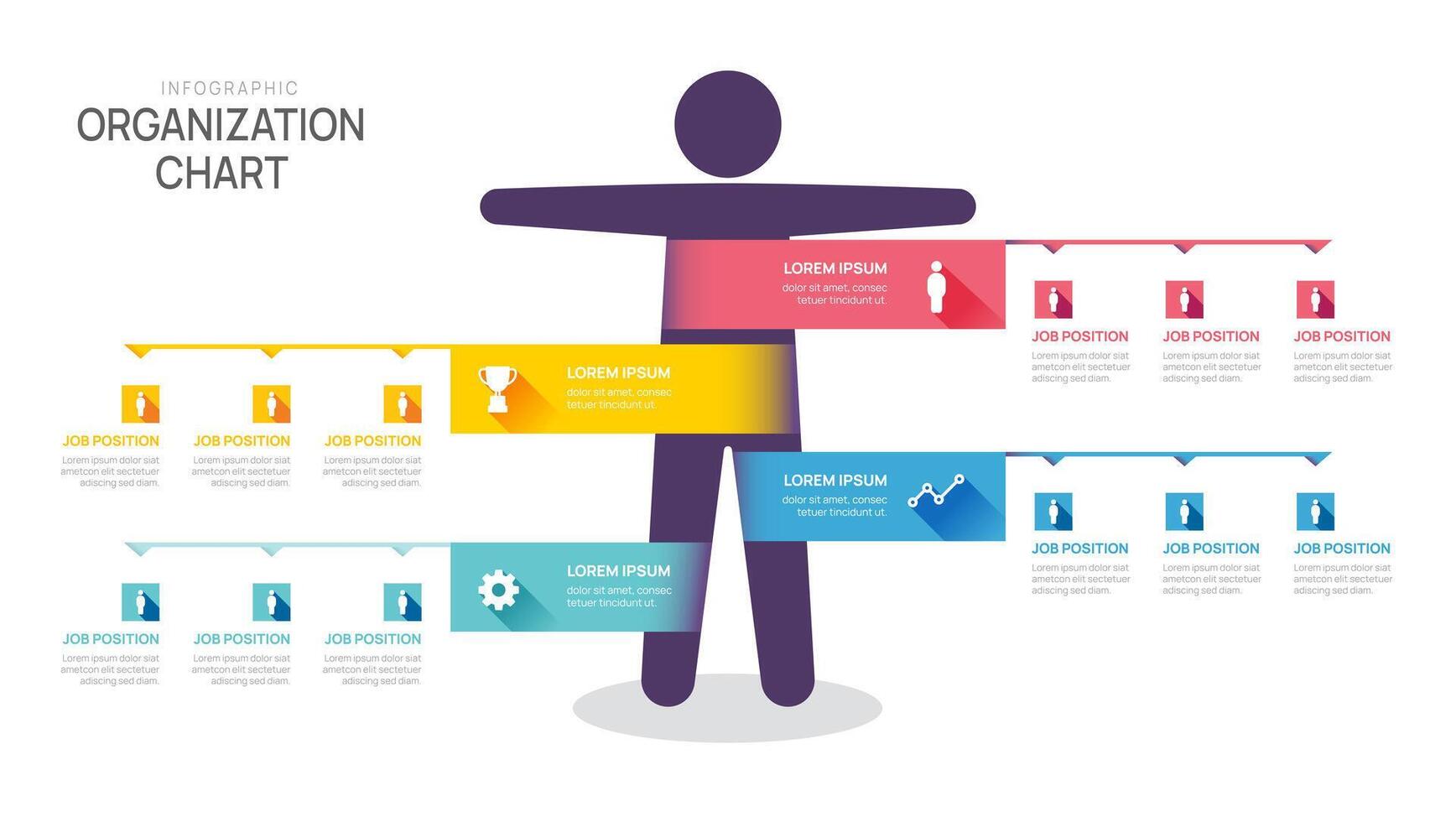 organization chart Infographic template for business with avatar icons. vector