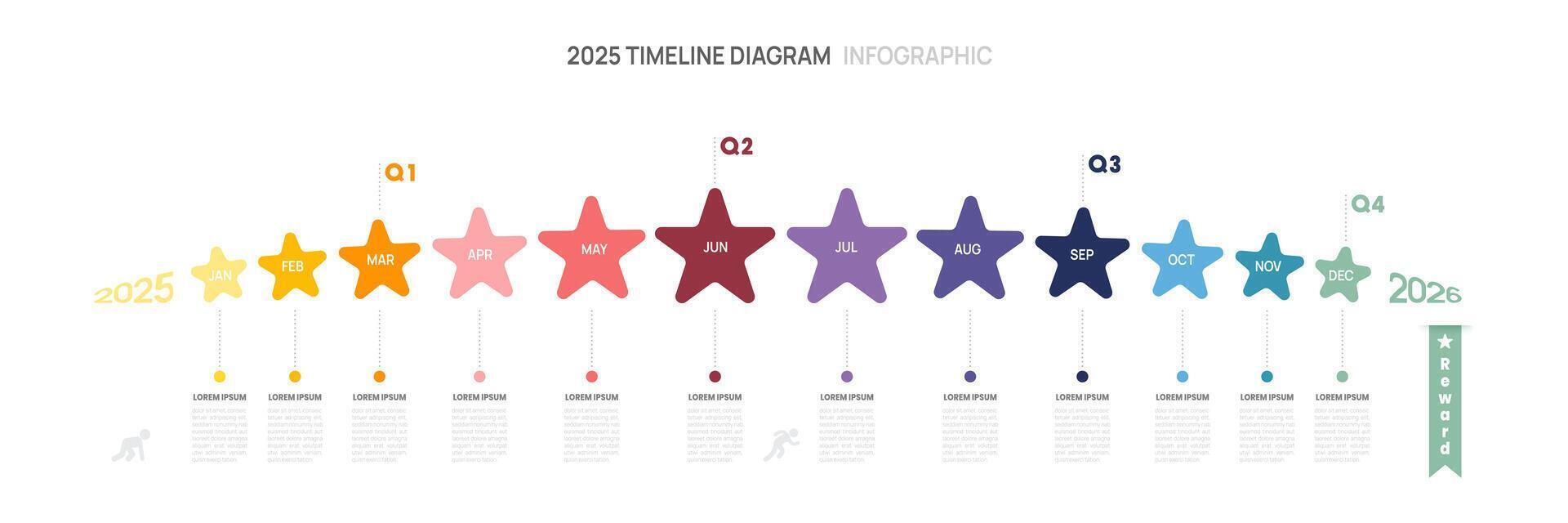 Infographic Star Timeline diagram calendar with chart template for business. presentation. vector