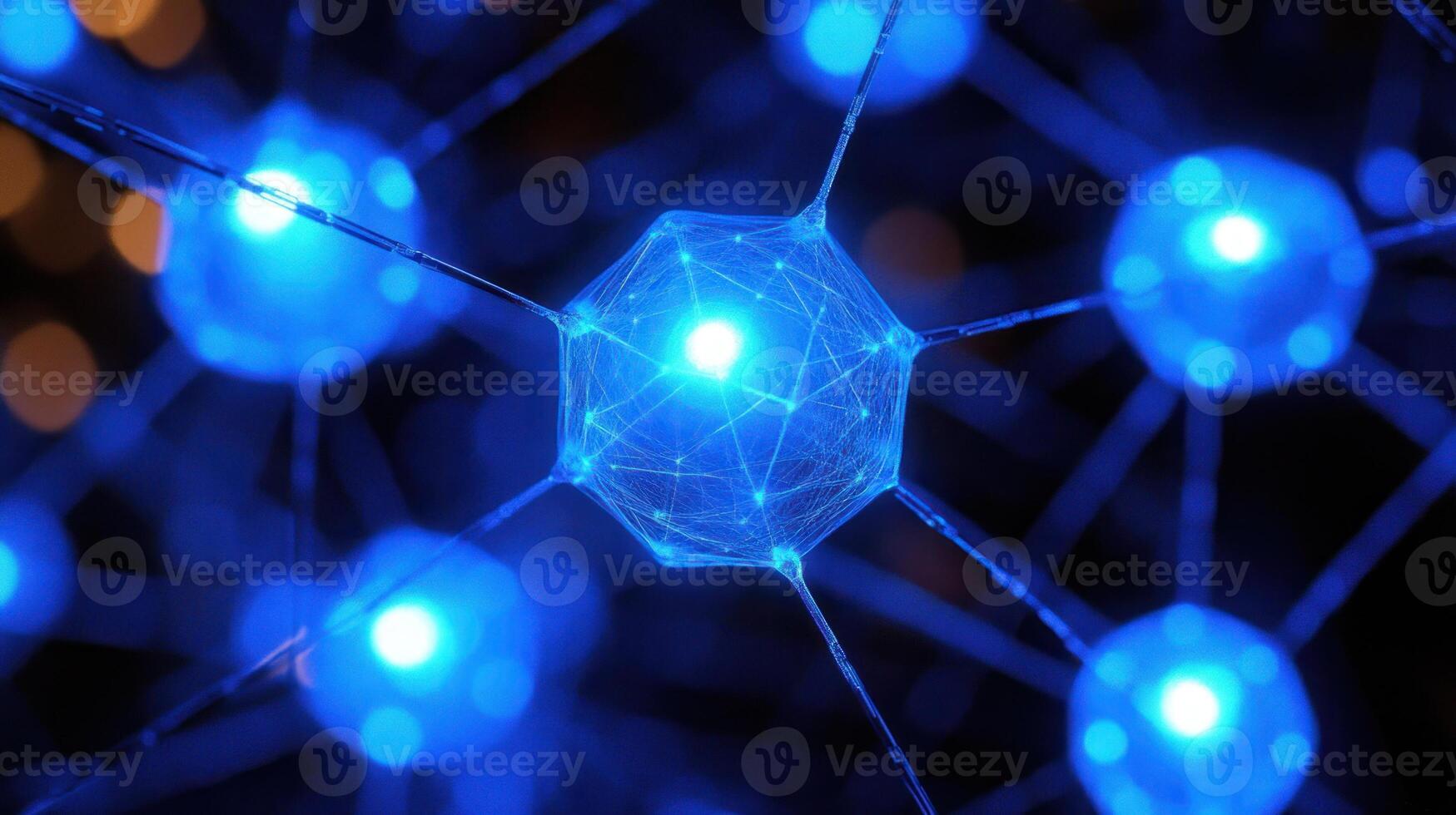A close up of a network of blue lights photo