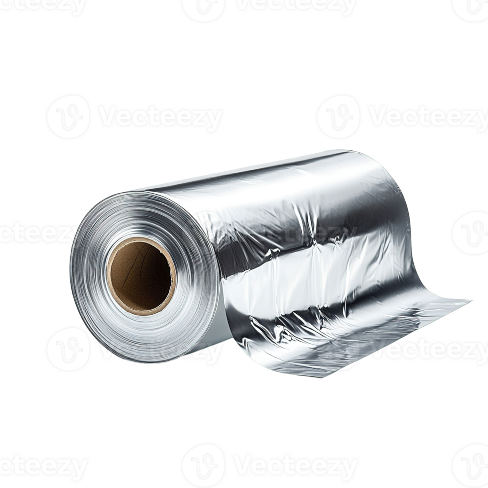 Reflective and Flexible Aluminum Foil Sheet Roll Isolated on Transparent Background png