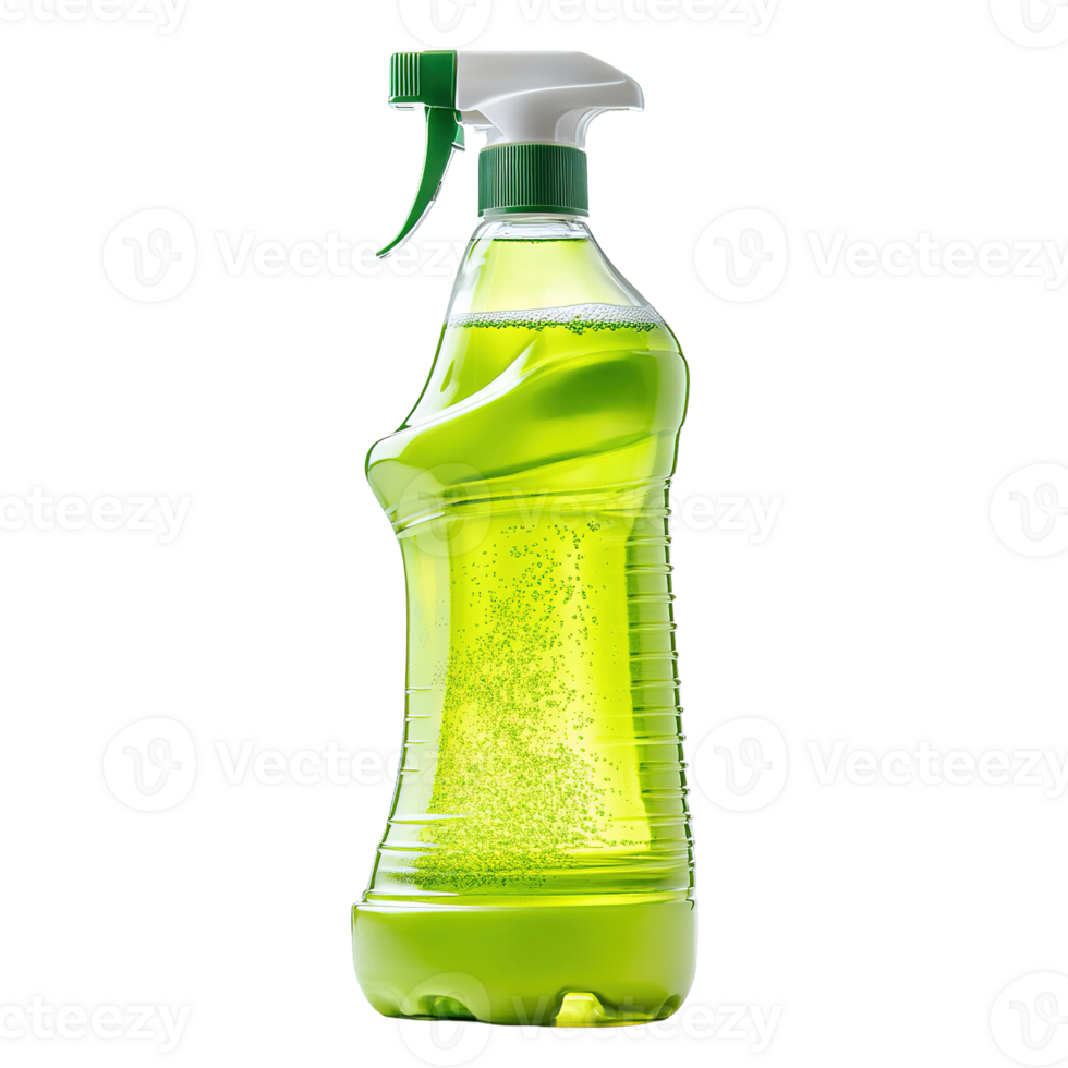 Green Cleaning Spray Bottle with Trigger Nozzle Isolated on Transparent Background png
