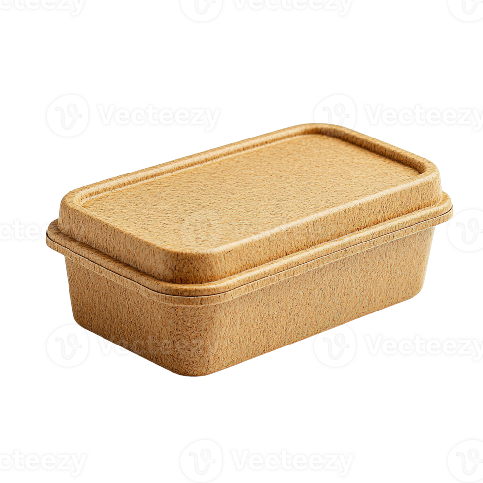 Reusable and Biodegradable Wheat Straw Food Container with Snap On Lid Isolated on Transparent Background png