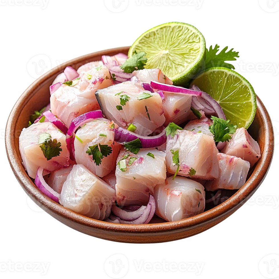 Classic Peruvian Style Ceviche with Tender Seafood Spicy Peppers and Lime png