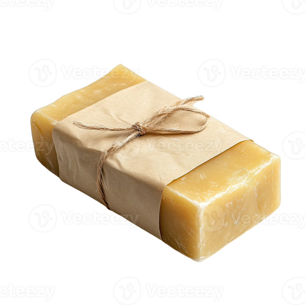 Handcrafted Organic Soap Bar with Natural Ingredients and Eco-Friendly Compostable Packaging Isolated on Transparent Background png