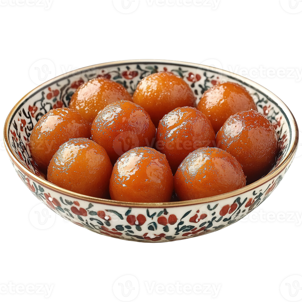 Mouthwatering Deep-Fried Gulab Jamun Dessert Soaked in Cardamom and Rose-Flavored Sugar Syrup png