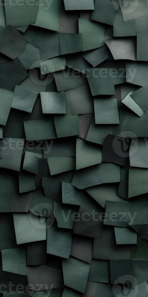 Abstract Textured Green Tiles Pattern with Overlapping Layers Modern Minimalist Design Perfect for Mobile Wallpapers photo