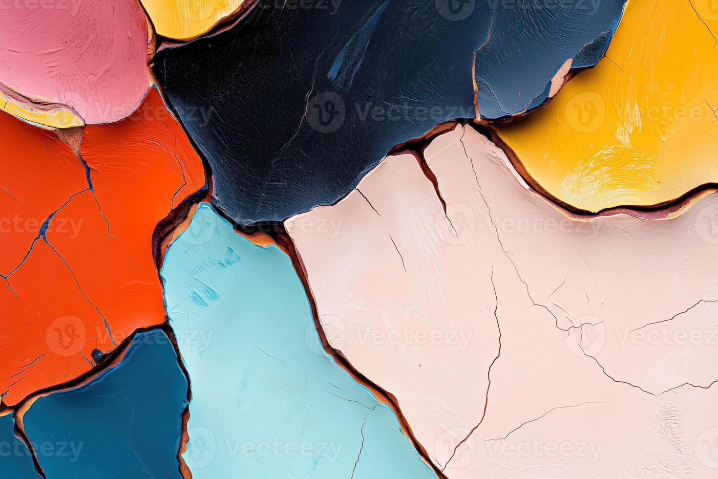 Abstract texture of cracked paint in vibrant multicolored layers photo