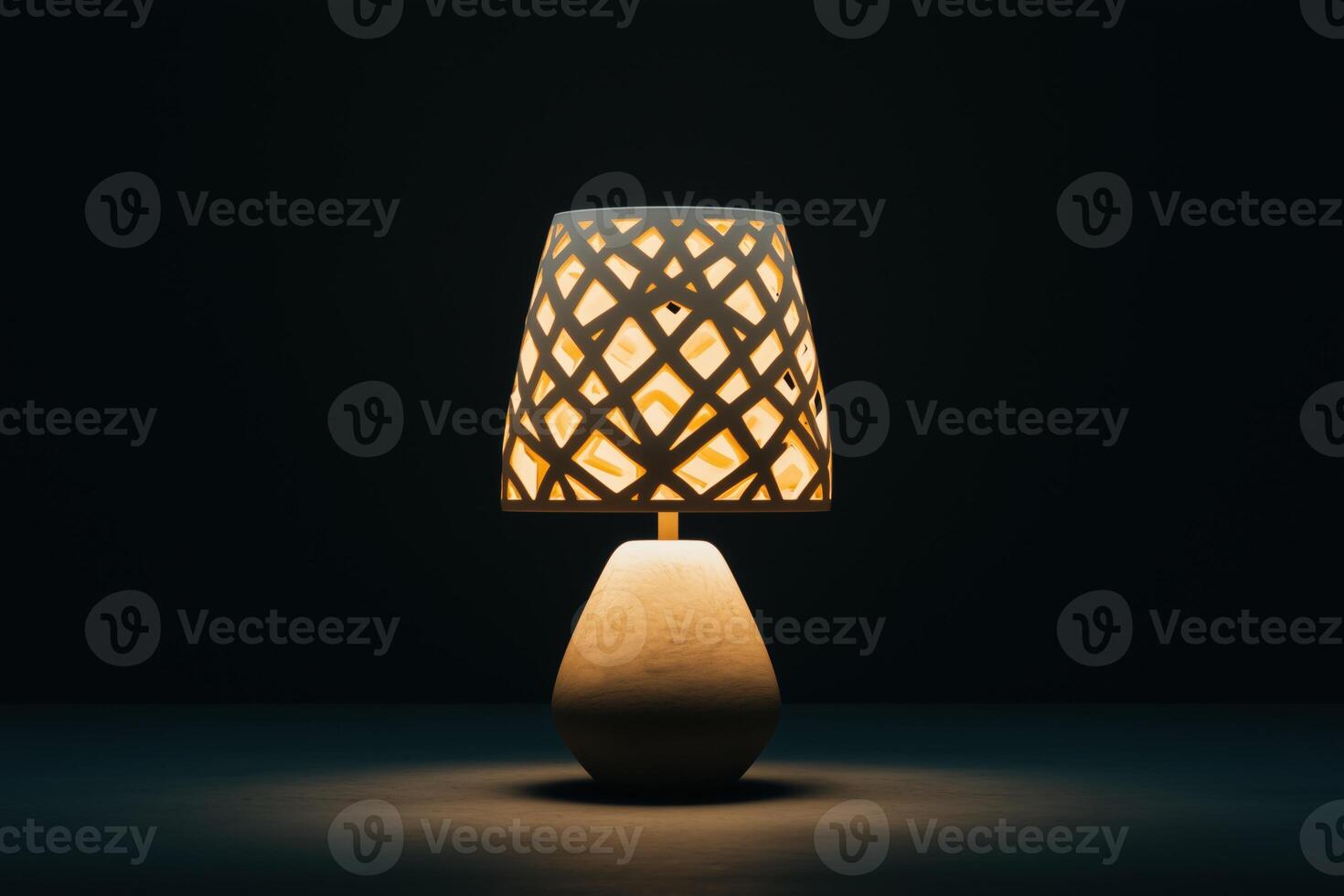 Modern table lamp with geometric light patterns for interior design themes photo