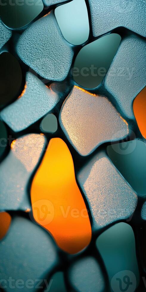 Abstract Frosted Glass with Vibrant Orange Glow and Organic Pattern in a Modern Artistic Design photo