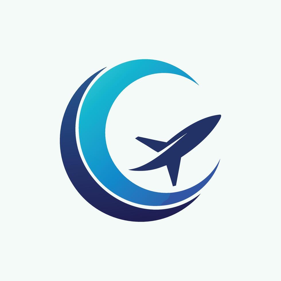 Moon and rocket travel logo vector