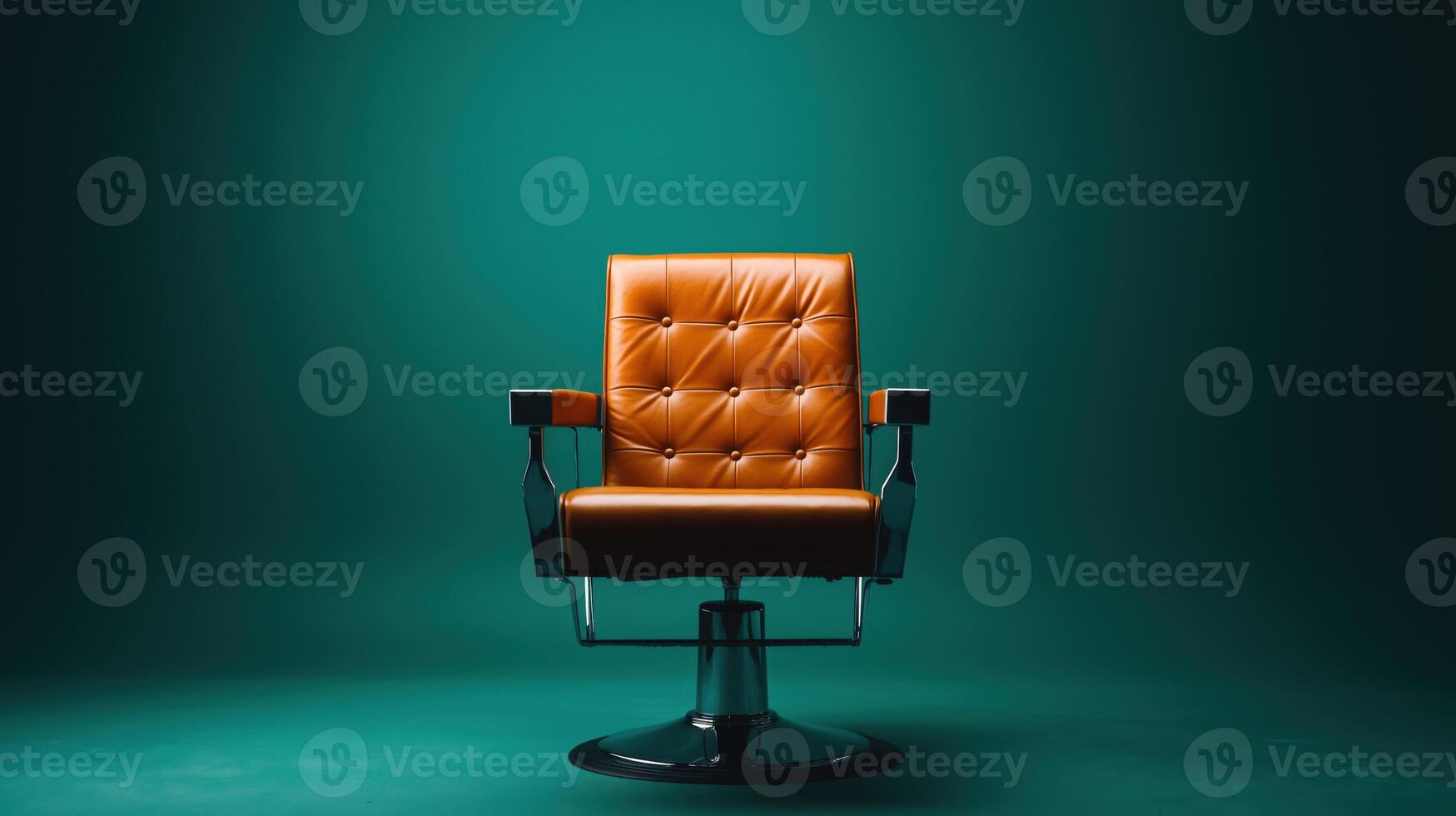 Modern Leather Barber's Chair on Turquoise Background photo