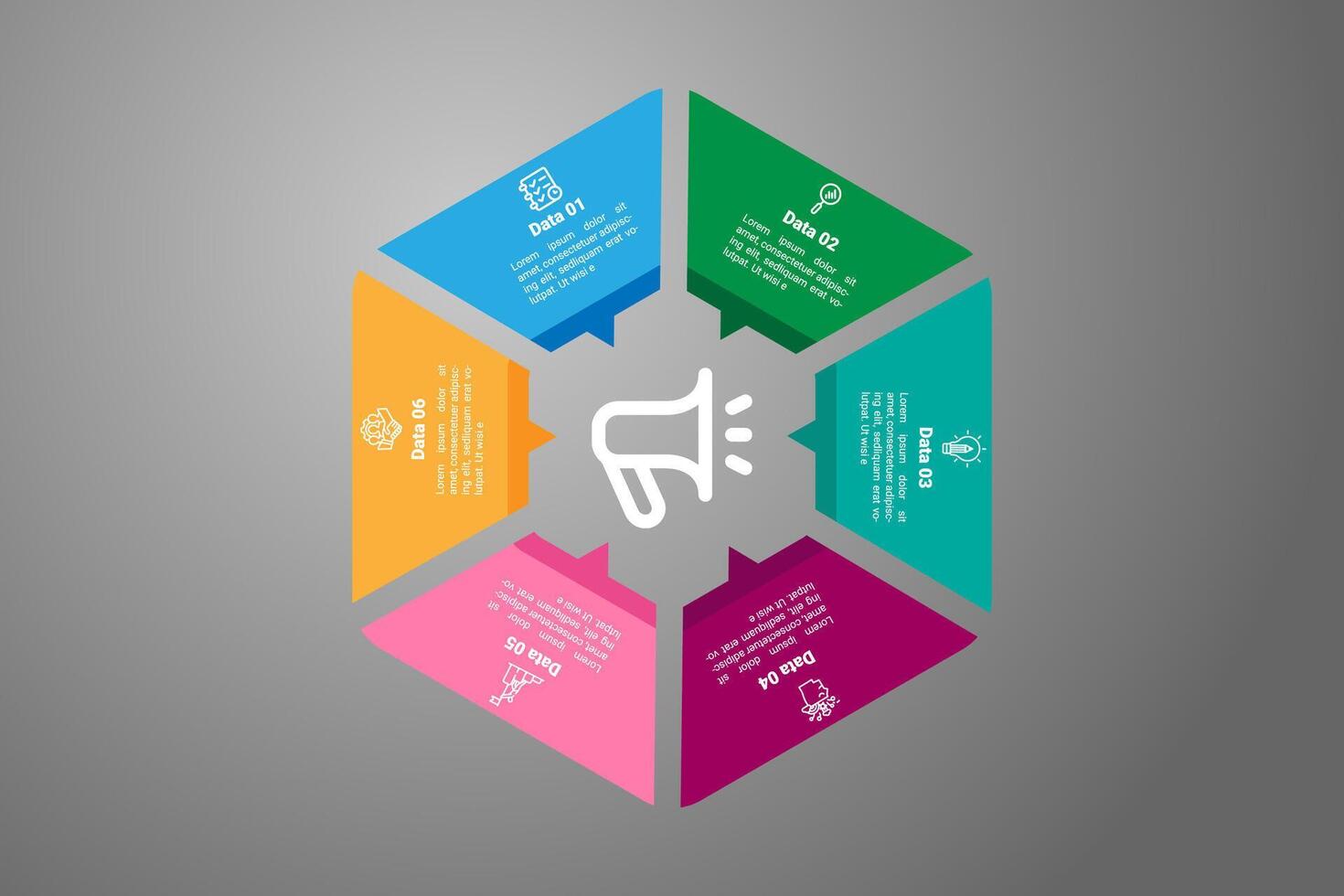 Simple business communication 6 step infographic design. vector