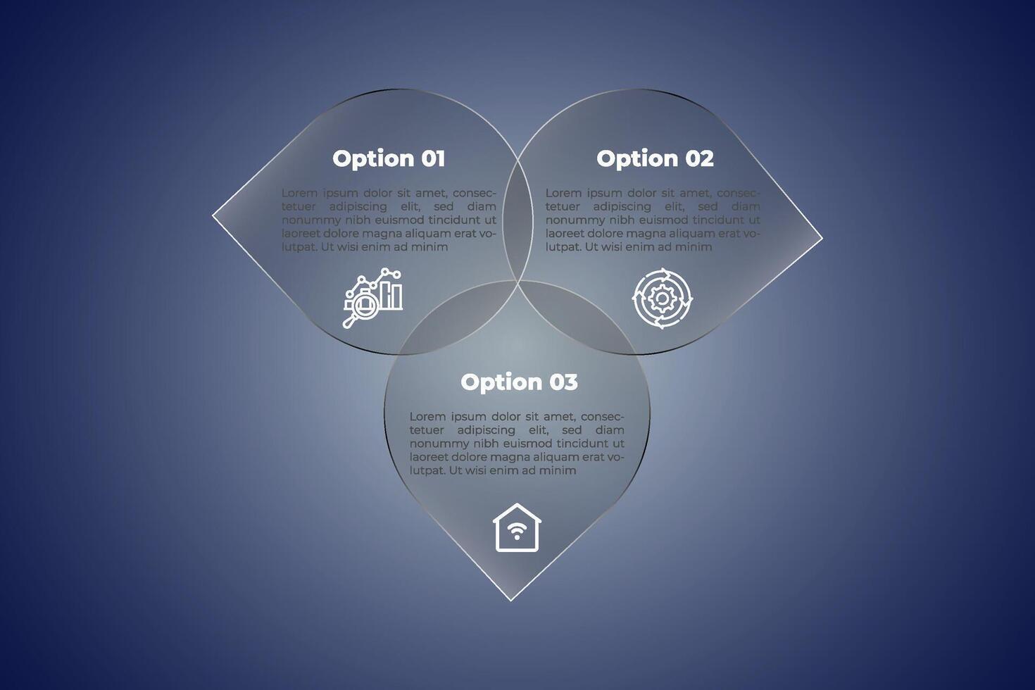 Glossy 3 step business infographic design. vector