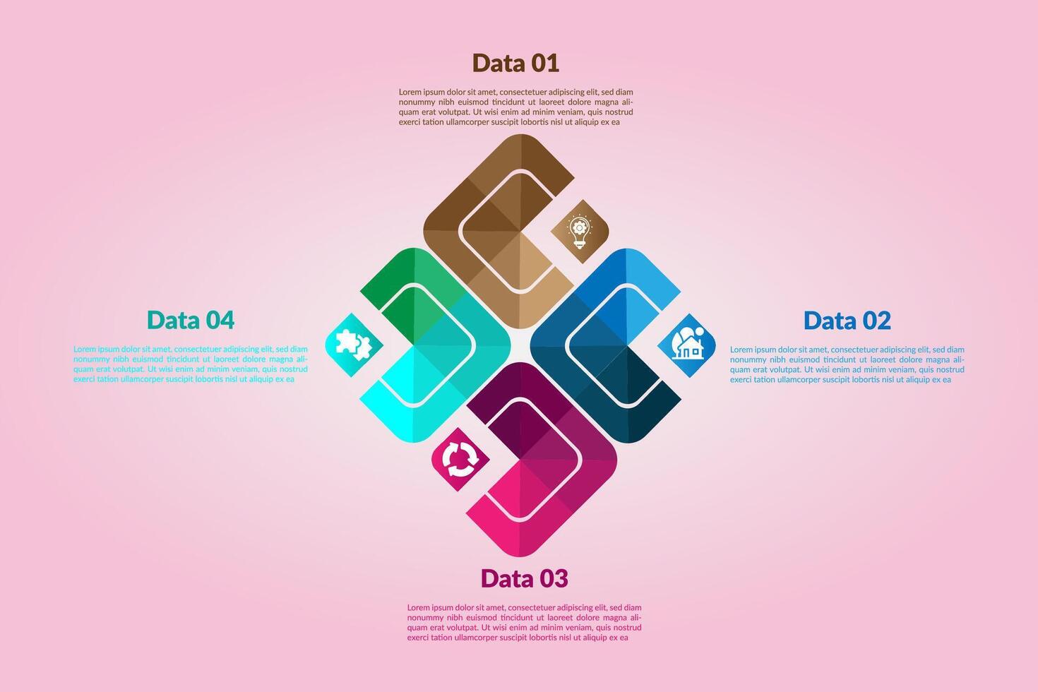Business infographic thin line with square template design with icons and 4 step. vector