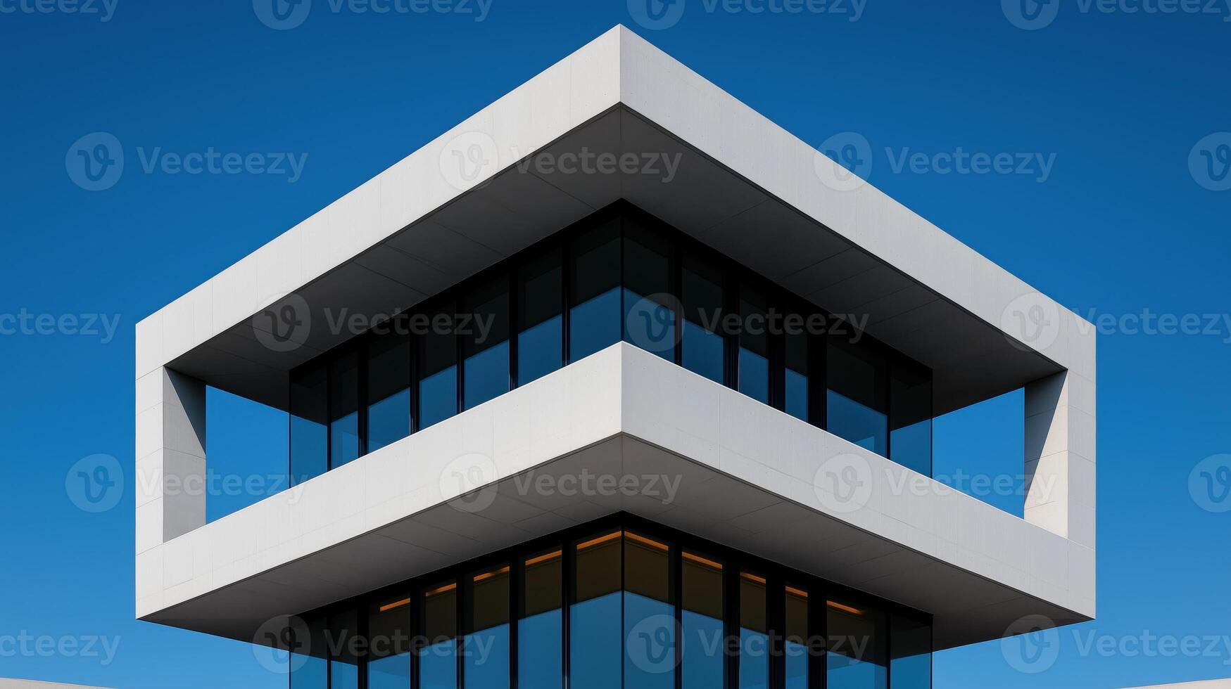 Modern Cube-Shaped Building Against Clear Blue Sky, Perfect for Architectural Photography and Urban Design Inspiration photo