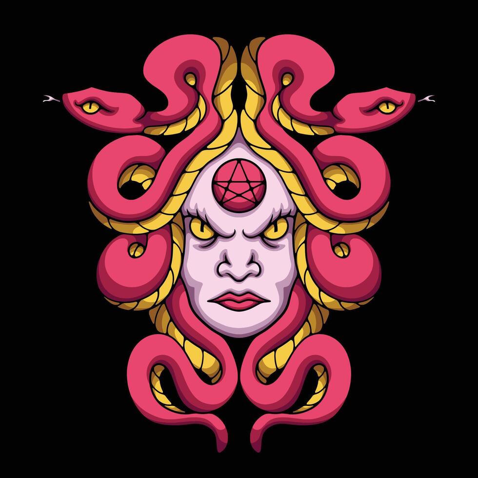 Mythological medusa illustration vector