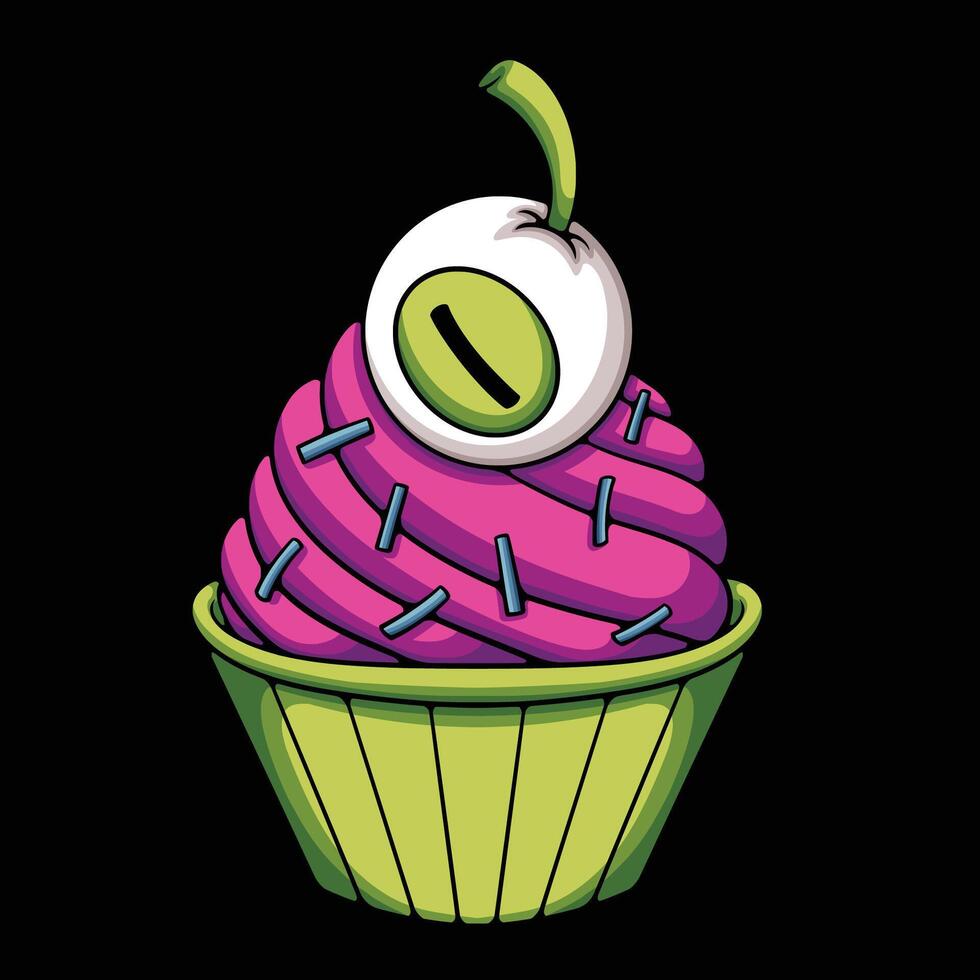 Cupcake eye illustration vector