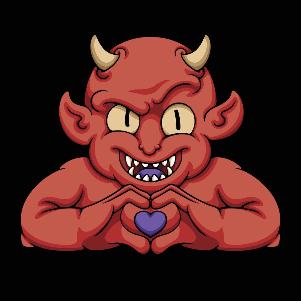 red devil love illustration vector