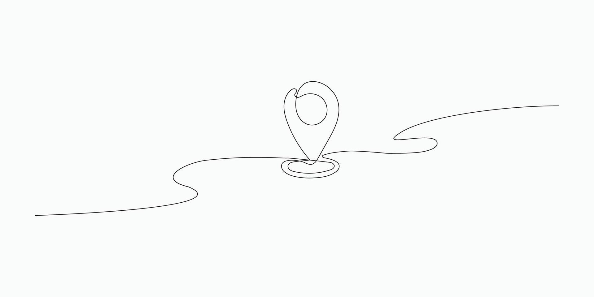 Map pin location continuous one line art decoration illustration vector