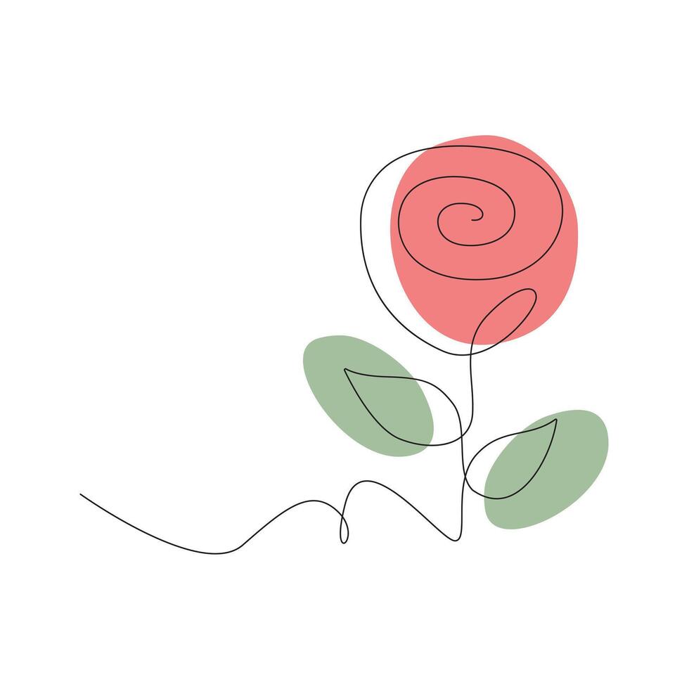 Continuous one line art drawing of beauty rose flower vector