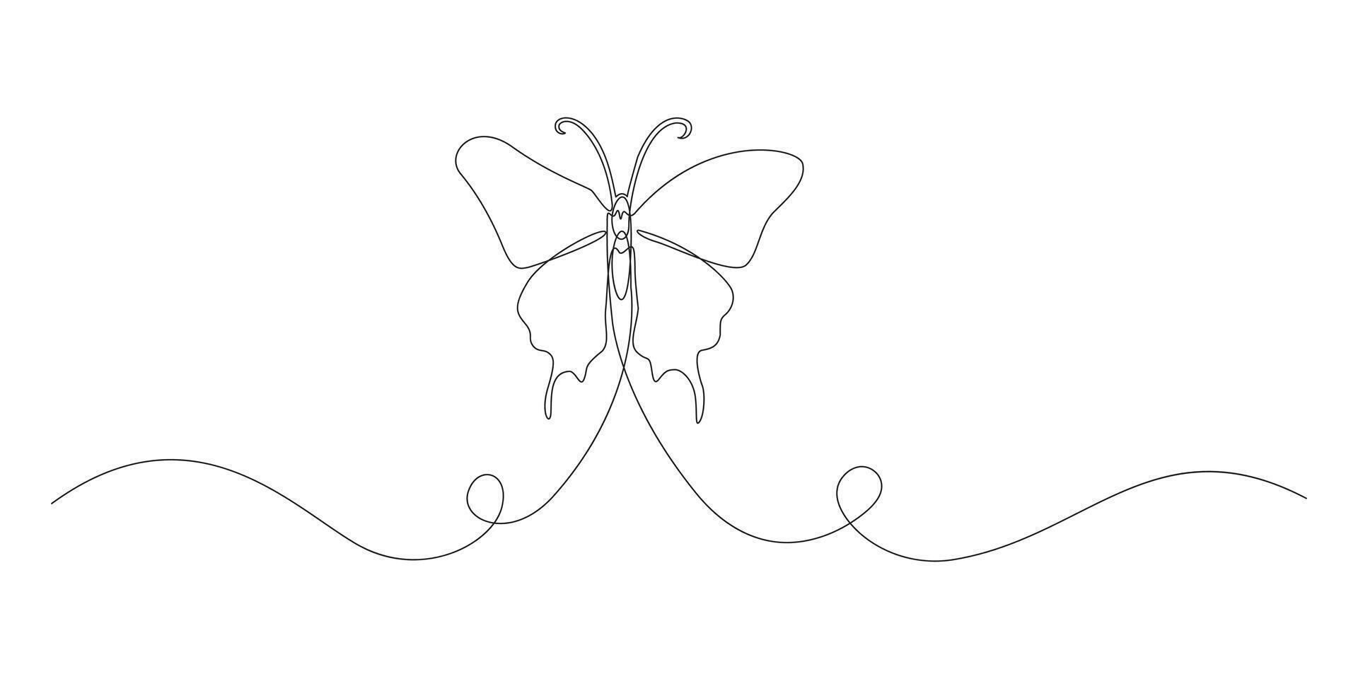 Continuous butterfly single line art drawing illustration 1 vector