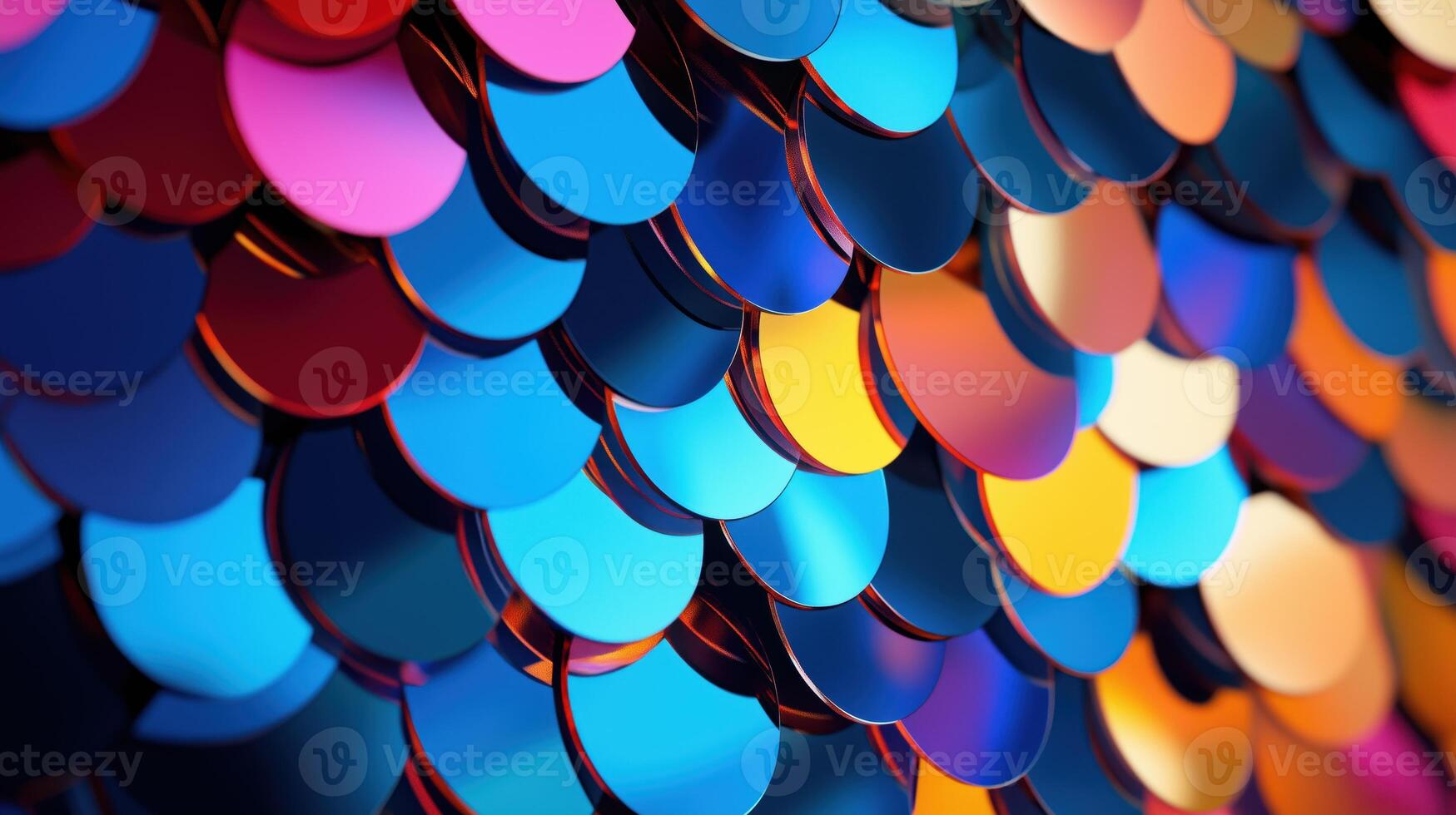 Vibrant Circular Scales Pattern in Blue, Orange, and Yellow, Abstract Background for Design photo