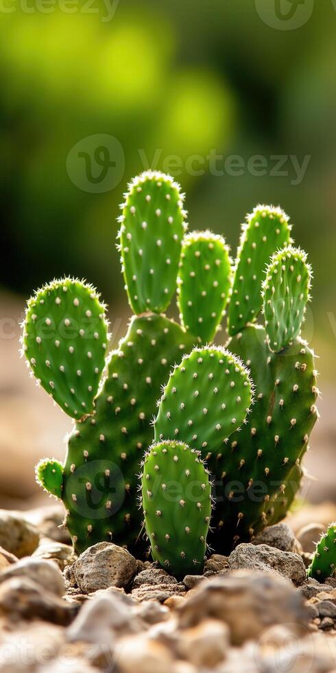 Close-Up of Green Cactus in Desert Environment, Nature and Botanical Detail, Ideal for Gardening and Nature-Themed Illustrations photo