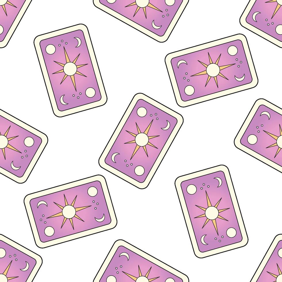 Hand drawn seamless pattern with mystical tarot cards in pastel colors vector