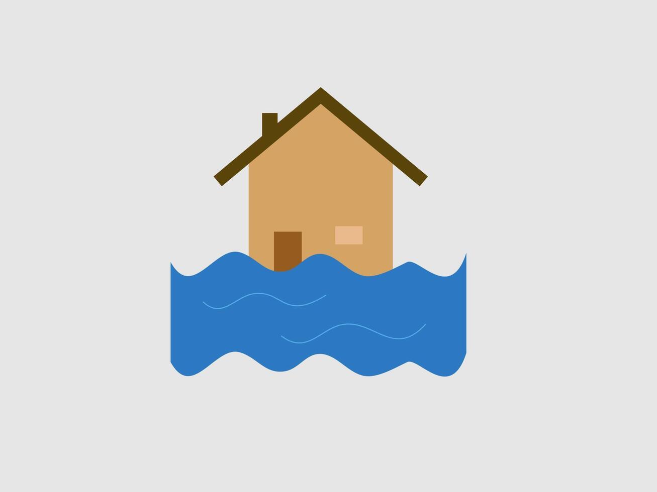 A simple illustration depicts a tan house with a brown roof vector