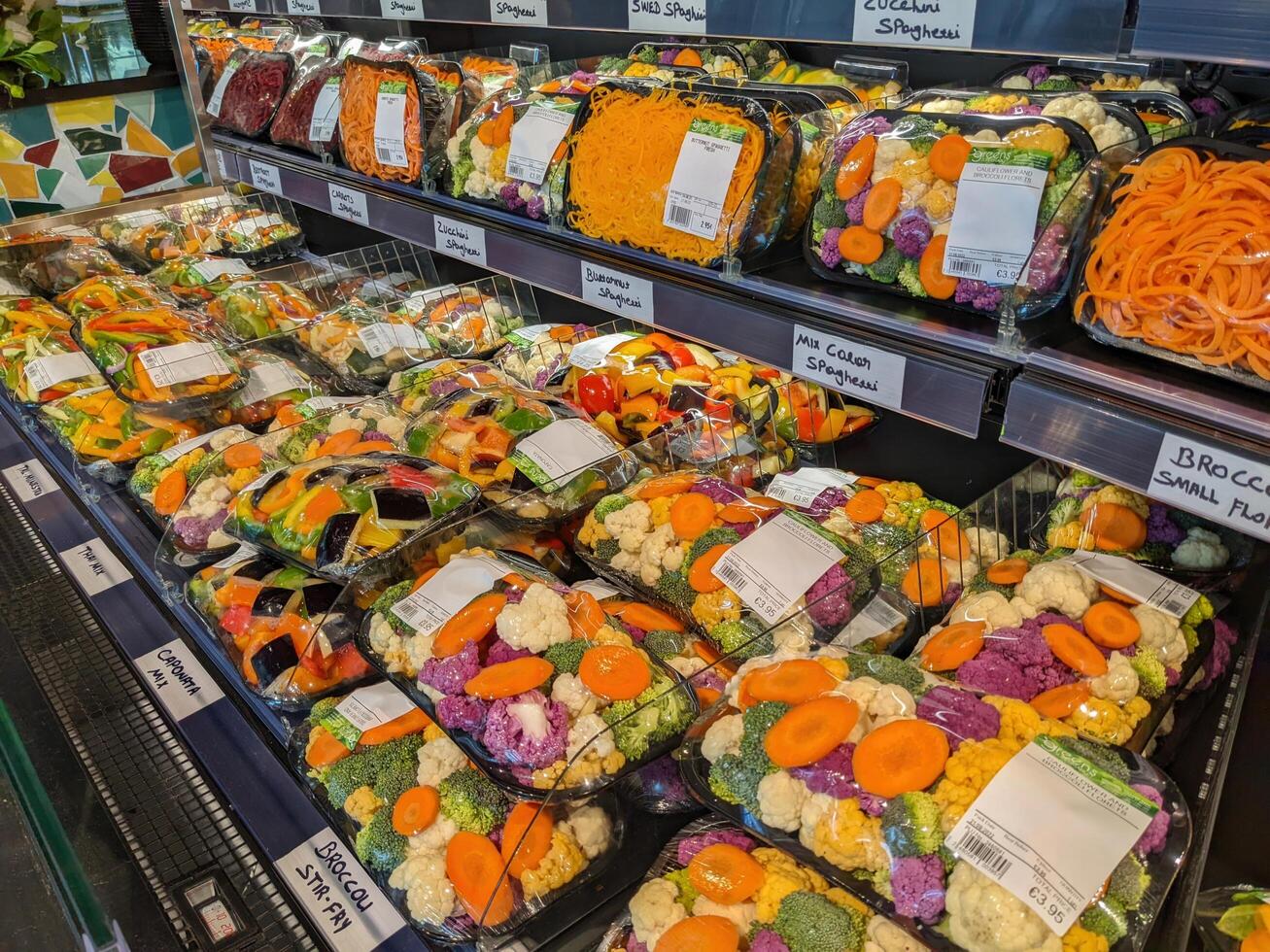 Grocery shelves brimming with bright veggies emphasize assortment that inspires quick meal plans and boosting dietary variety. Birkirkara, Malta -21.08.2022 photo