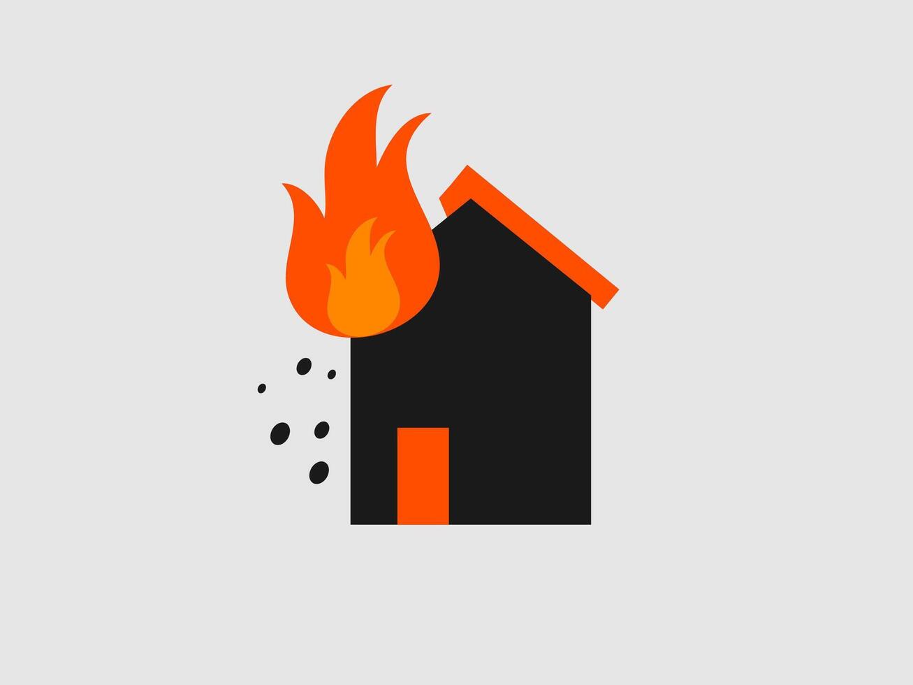 minimalist illustration of a house with a fire blazing on its roof vector