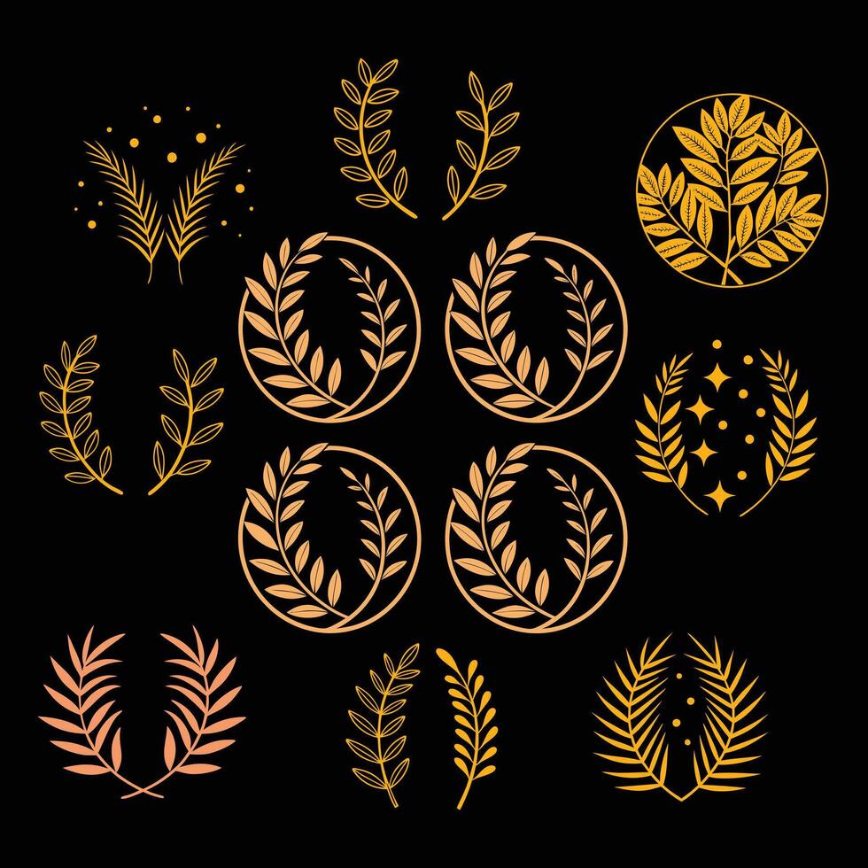 Golden Leaves and Branches A Tranquil Artistic Design vector