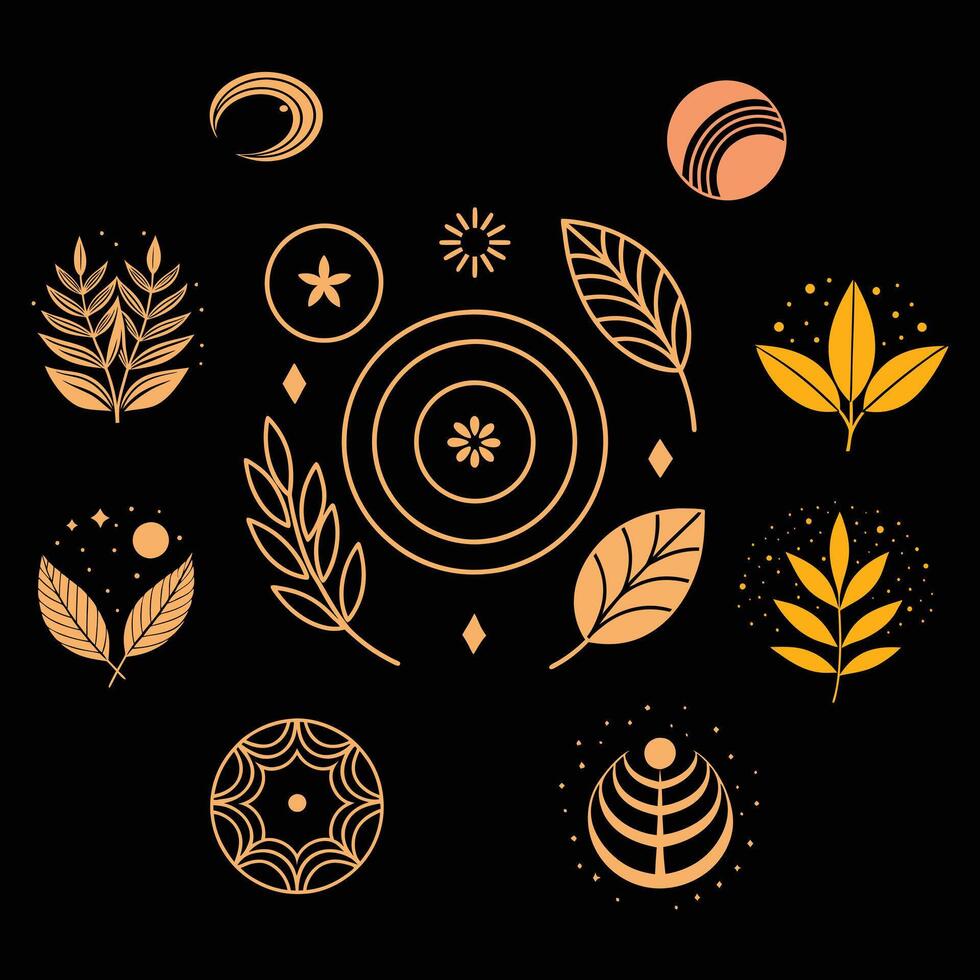 Elegant Nature with Golden Leaves and Branches A Tranquil Artistic Design vector