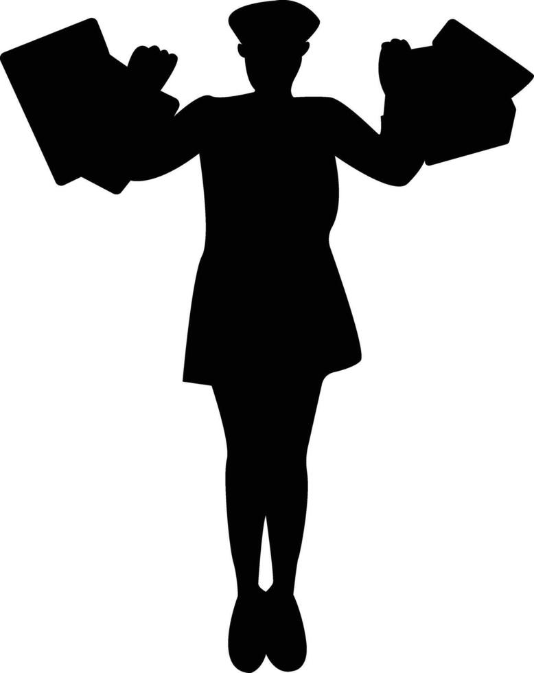 Shopping Girl Silhouette with Flat Design and Shape vector