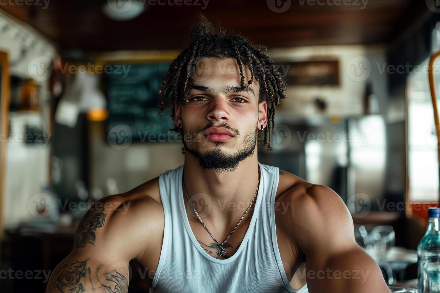 A Candid Portrait of a Local Tourist with Dreadlock Hairstyle, Travel and Lifestyle photo