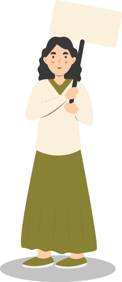 Young Woman Holding Banner Illustration Isolated on White Background vector