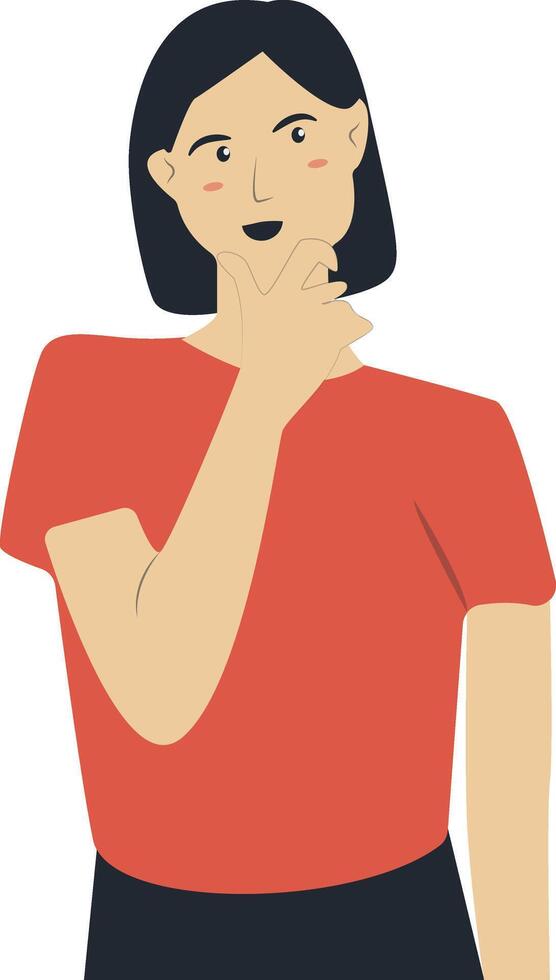 Illustration of Female Confused and Thinking Isolated on White Background. vector