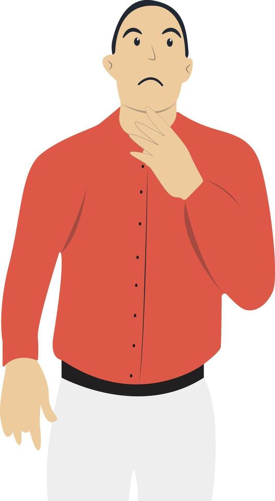 Illustration of Male Confused and Thinking Isolated on White Background. vector